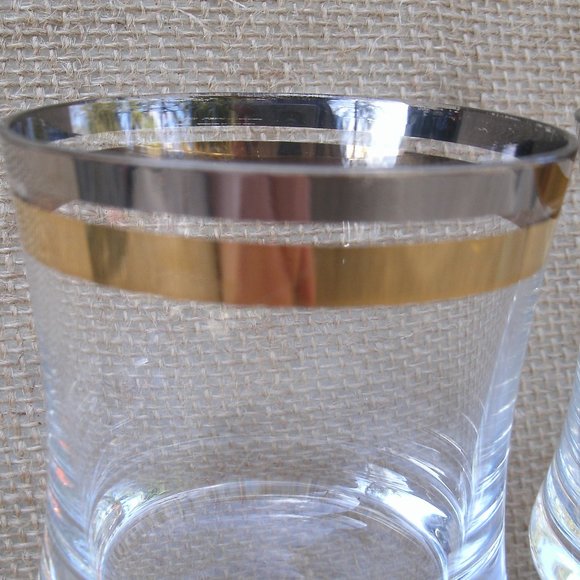 Vintage Krosno Silver & Gold Band Wine Glass Set of 2 - Picture 16 of 16